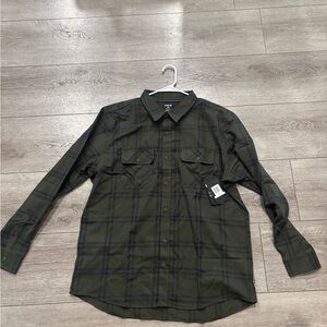 Hurley Men's Olive Plaid Button Down Shirt